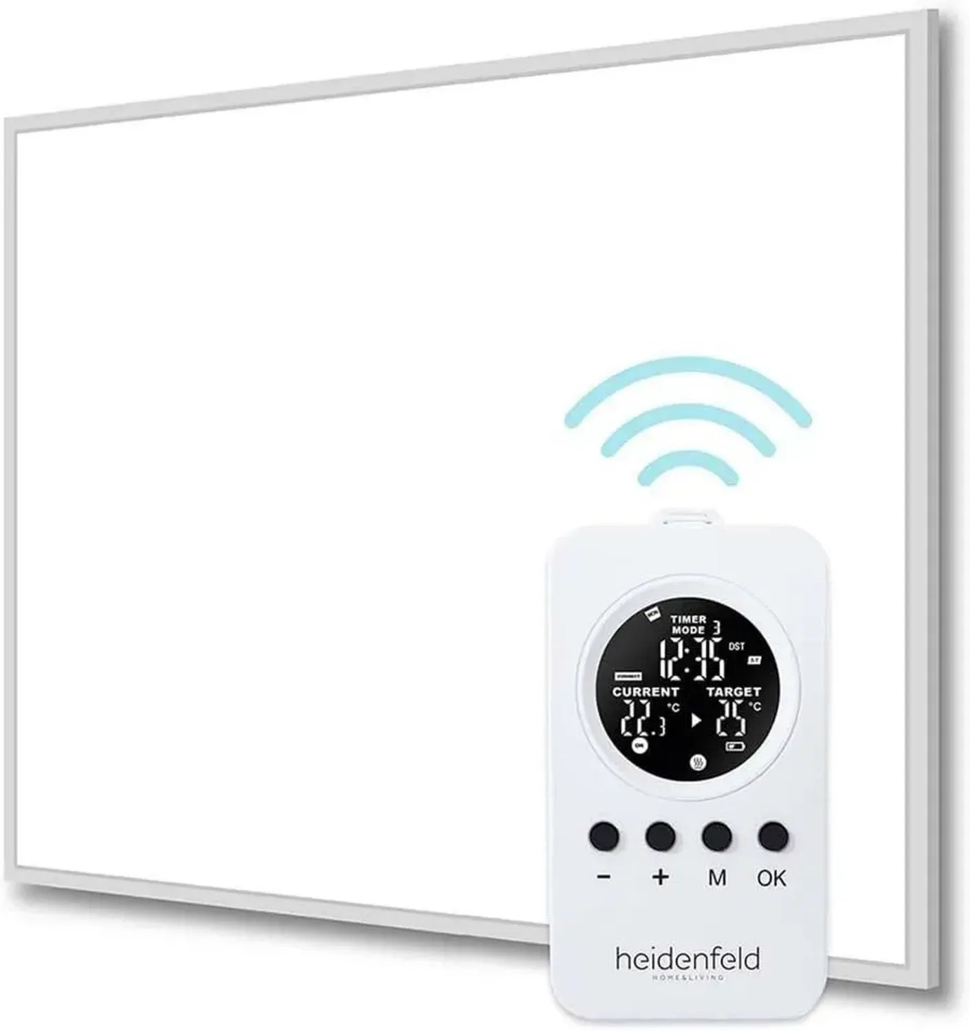 Heidenfeld Infrarotheizung 1000W mit Thermostat und Überhitzungsschutz, für Räume bis 25 m²