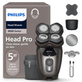 PHILIPS Glatzenrasierer Pro Series 9000 – Scherkopf Flex360° und ComfortCut-Klingen, schonende Rasur für Männer und Frauen, Modell HS9980/15