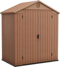 Wetterfestes Keter Gartenhaus Darwin 6x4 DD, Braun, 190x122x221cm, Pflegeleichtes Kunststoff-Gerätehaus