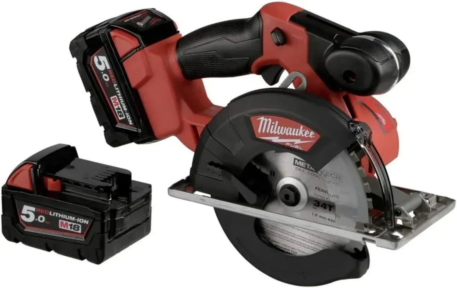 Milwaukee Metallkreissäge 18V mit 2x 5,0 Ah Akkus, HD-Box, Rot