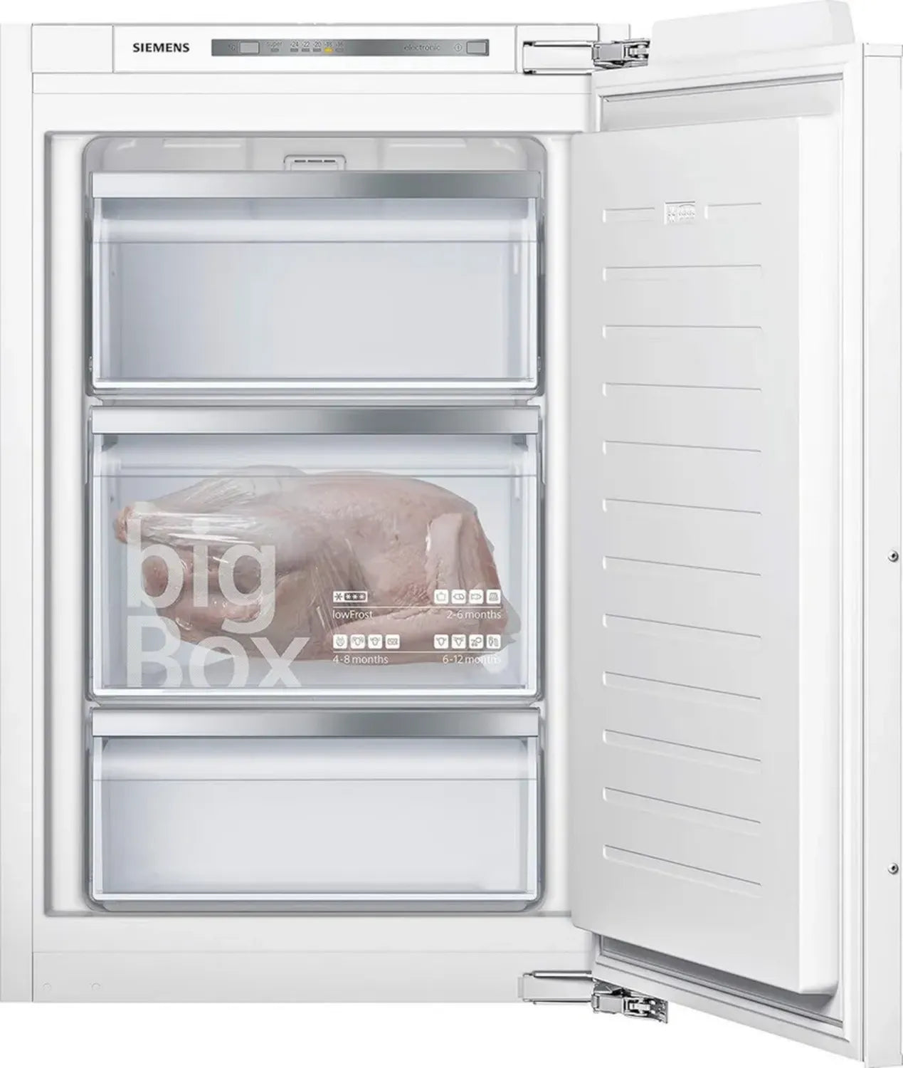 Siemens iQ500 Einbau-Gefrierschrank, lowFrost, SoftClose, SuperGefrieren, BigBox, 96 l, freshSense, Made in Germany