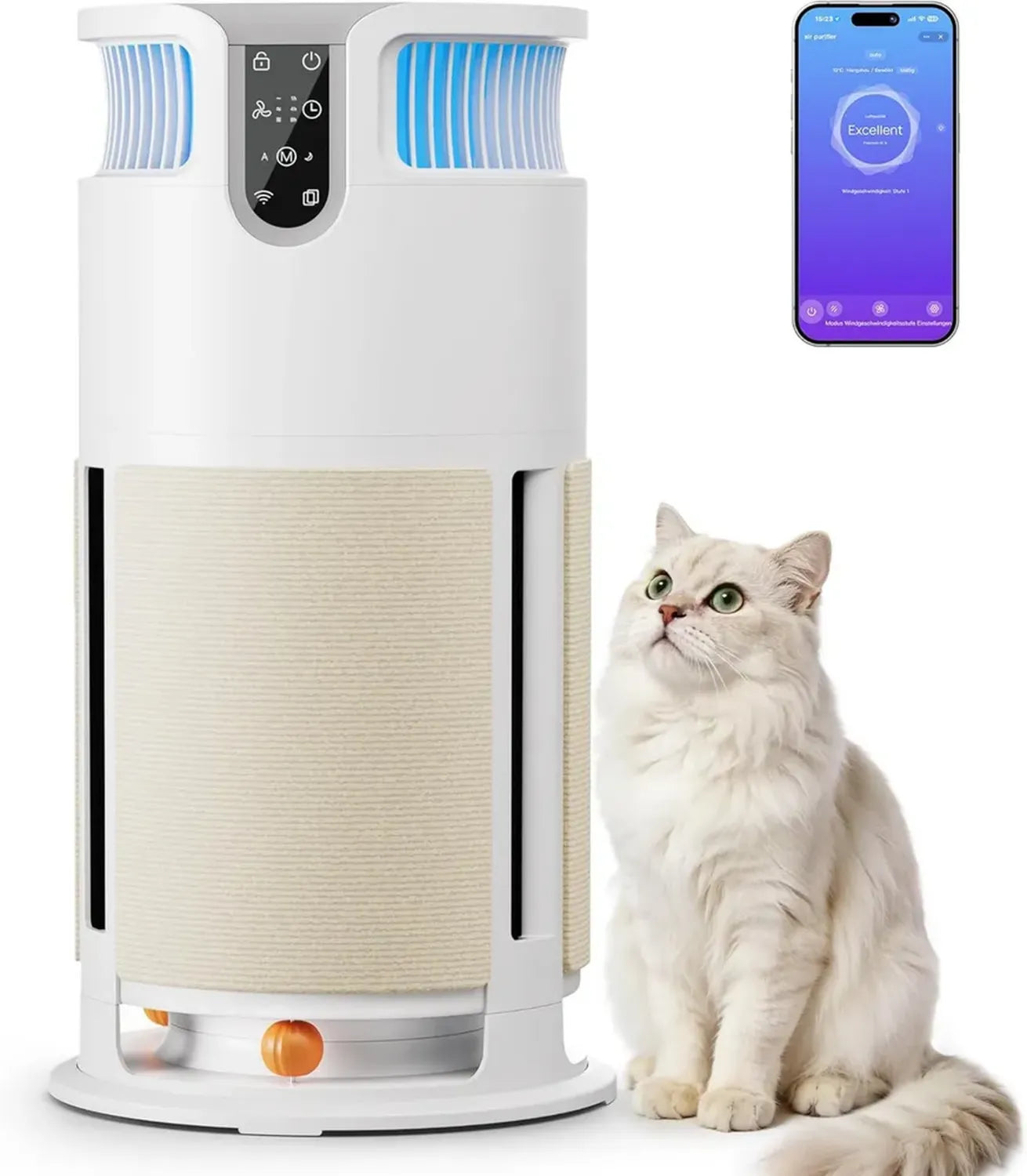 Devoko Luftreiniger mit HEPA-Filter und App-Steuerung, entfernt 99,98% von Tierhaaren, Staub und Pollen, ideal für Haustiere
