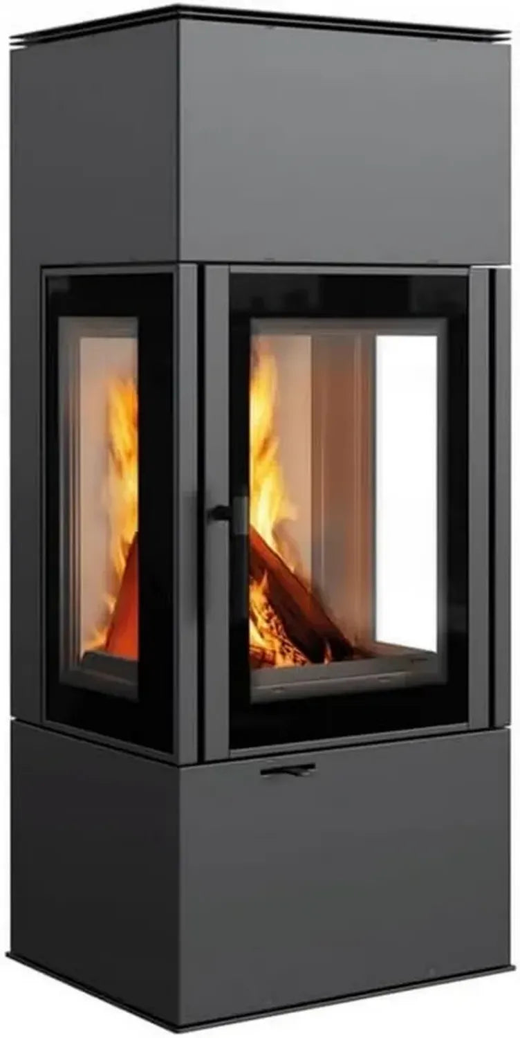 KRATKI Thor freistehender Stahlofen, 150 mm Einlassdurchmesser, 8 kW Heizeleistung, Energieeffizienzklasse A+, Holzofen, BImSchV Standard 2, Schwarz