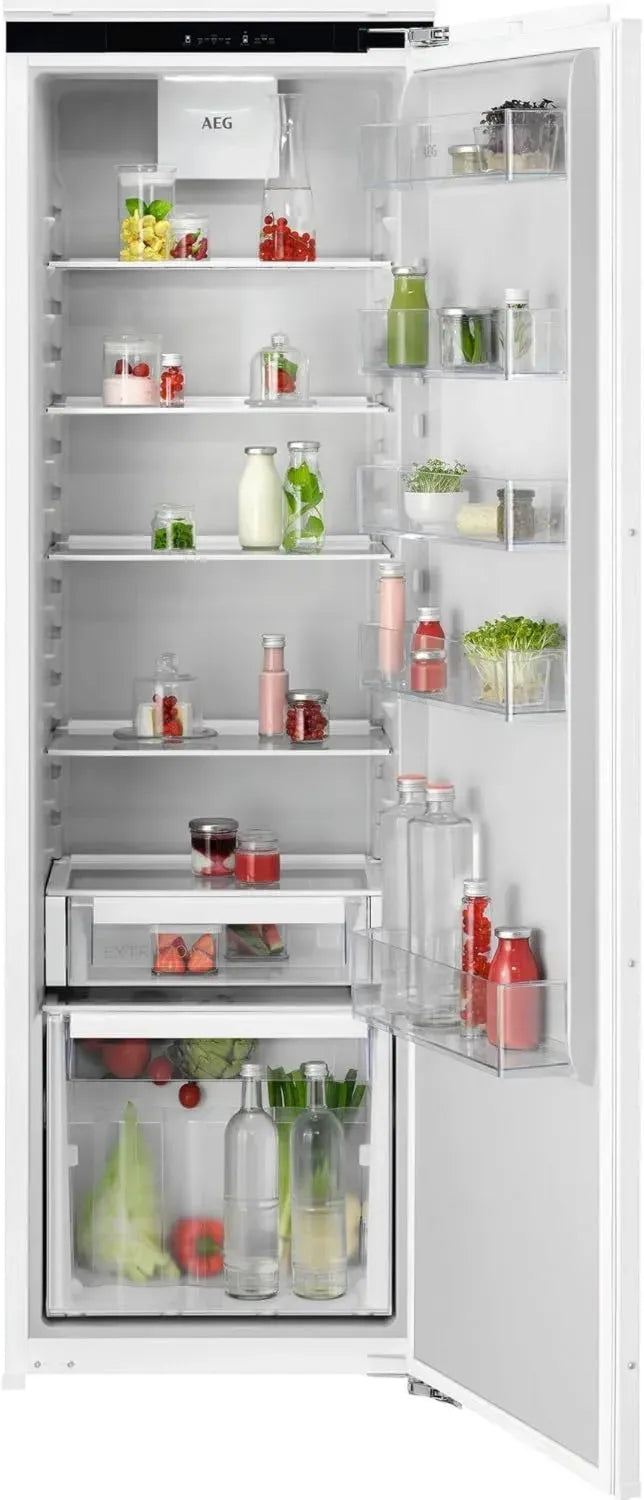 AEG Einbau-Kühlschrank 178cm, Serie 6000 DynamicAir: Gleichmäßige Kühlung, 310L Kapazität, SoftClosing, LCD-Display, Schnell-Kühlfunktion, Türalarm, Festtür