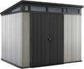 Keter Artisan Gerätehaus 9x7 aus Kunststoff, grau/anthrazit, mit Doppeltür und Belüftung, 278x218x226 cm