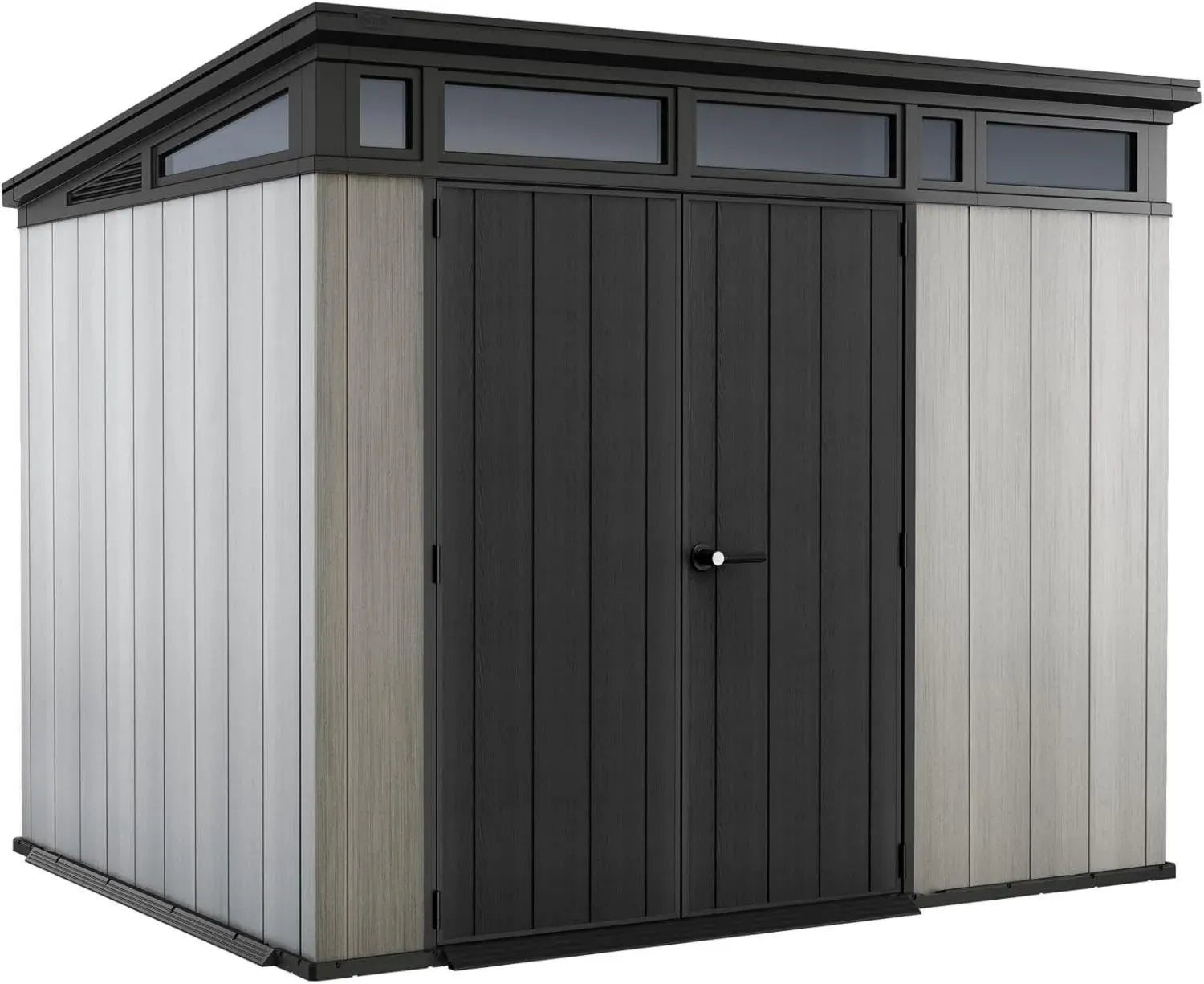 Keter Artisan Gerätehaus 9x7 aus Kunststoff, grau/anthrazit, mit Doppeltür und Belüftung, 278x218x226 cm