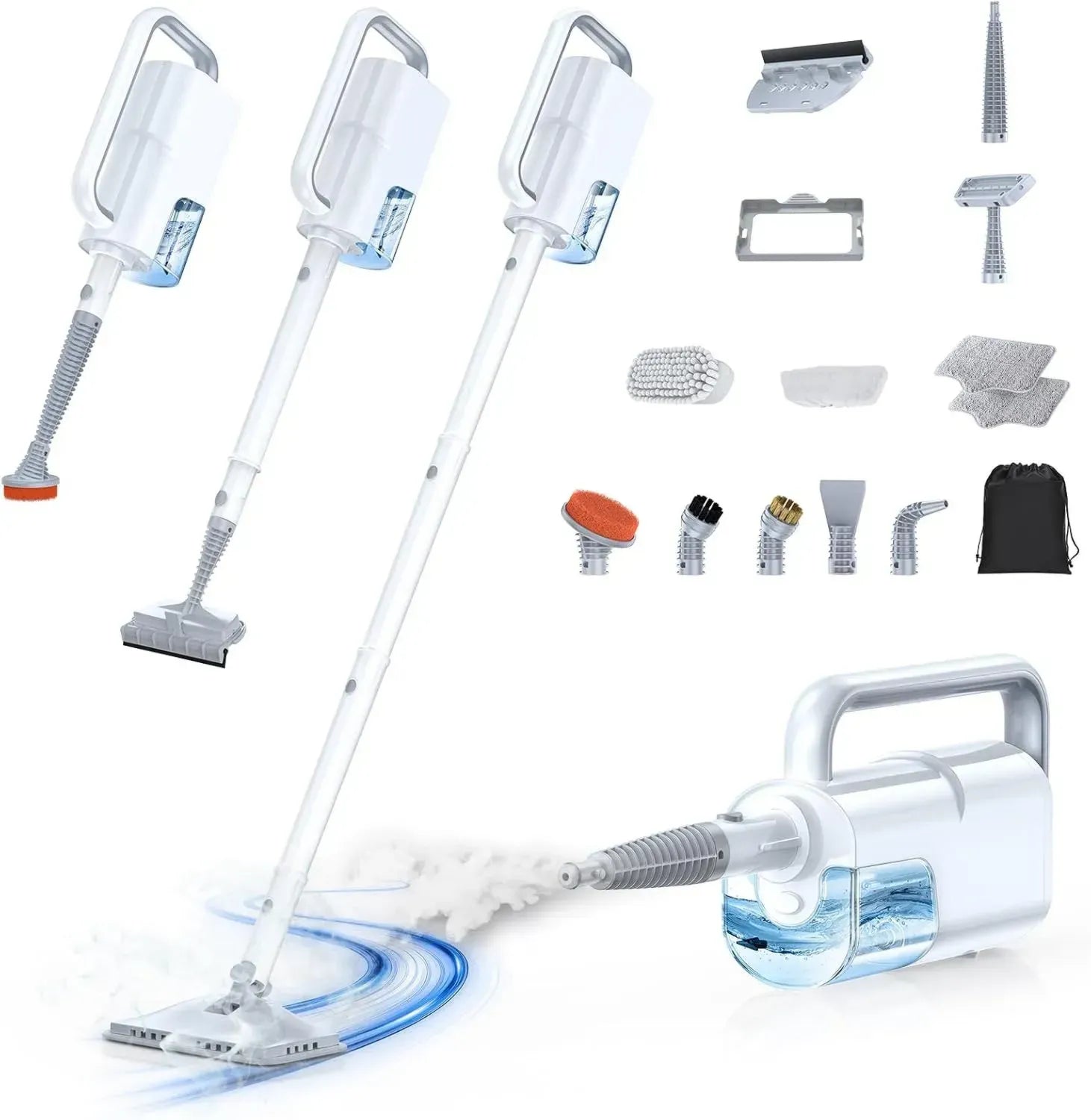 LABIGO Multifunktionaler Dampfreiniger 10-in-1 mit 350ml Tank und abnehmbarem Handgerät, Schnellaufheizung in 10s, 248°F Dampf, für Böden, Teppiche und Fliesen