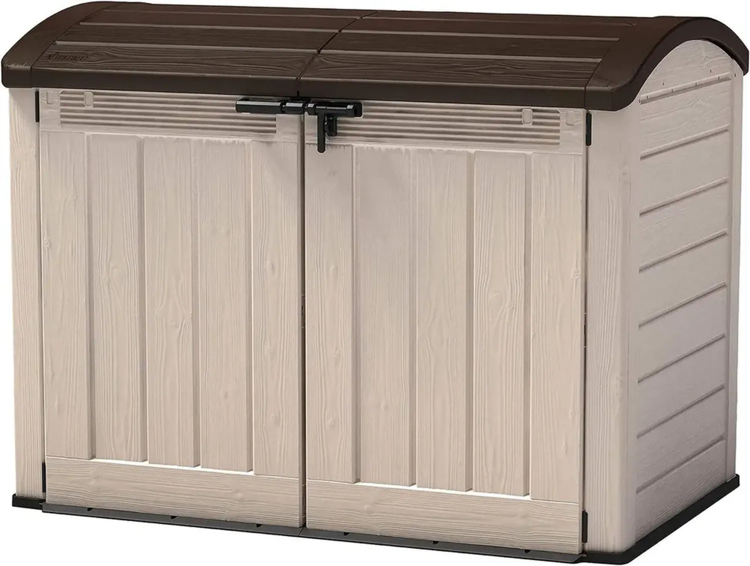Keter Mülltonnenbox Ultra Holzdesign, wetterfester Kunststoff, für 2 x 360L Tonnen, beige/braun