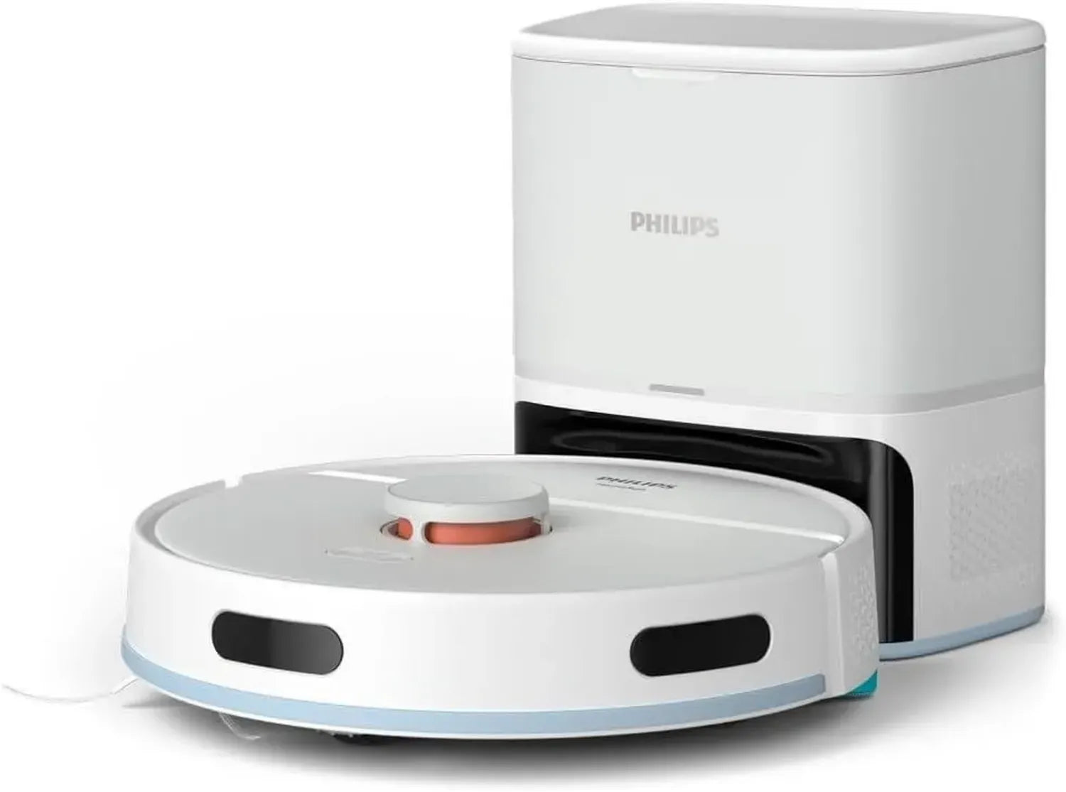 Philips Homerun 2000 Serie: Intelligenter Saug- und Wischroboter mit Absaugstation, 6.000 Pa, 130 Min. Laufzeit, Lasernavigation, Teppichverstärkung, App-Steuerung, Arktikweiß