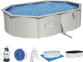 Bestway Hydrium Stahlwandpool Set mit Sandfilter, 500x360x120 cm, Grau, Rund