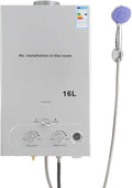 LPG Durchlauferhitzer mit Temperatursteuerung, inklusive Duschset für Zuhause und Camping, 16L/32KW