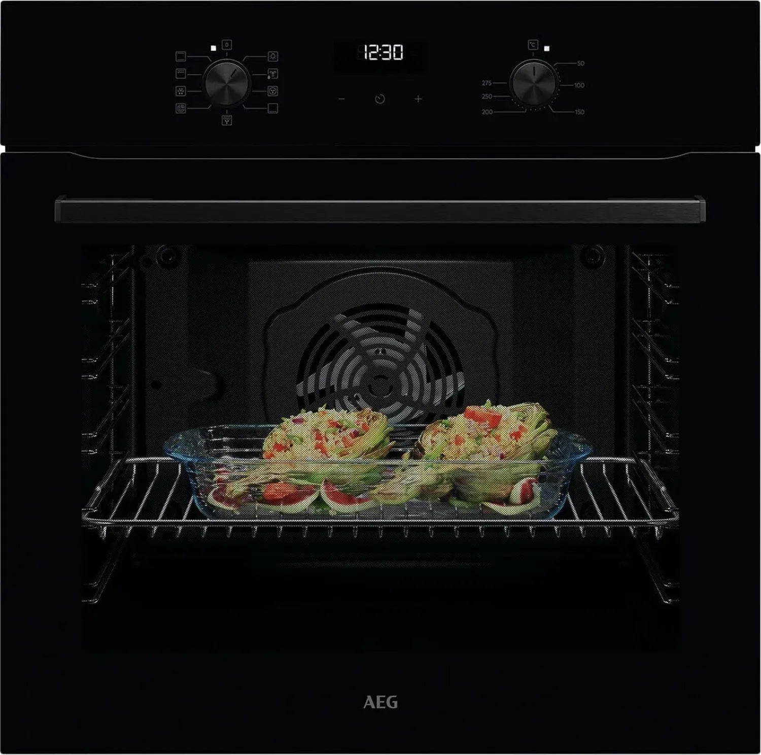 AEG Einbaubackofen Serie 5 mit Heißluftsystem, Dampfreinigung, Energieklasse A, Elektronikuhr, Grillfunktion, Schwarz