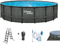 Sommer Waves Aufstellpool Set 549x132 cm in Rattanoptik Grau mit Filterpumpe, Bodenplane, Abdeckplane & Leiter