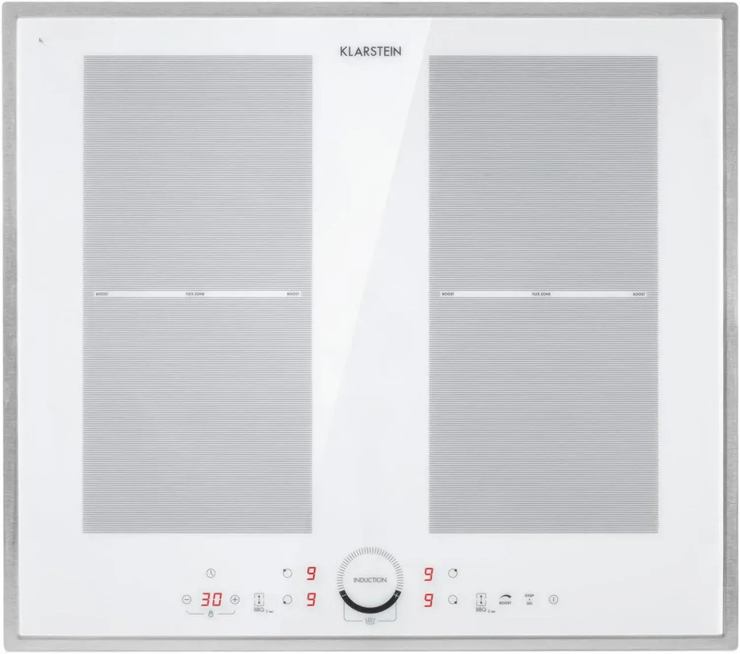 Klarstein Einbaukochfeld, Glaskeramik, 4 Zonen, Touch-Display, Digitale Anzeige, Timer, Schnelles Aufheizen, 7000W