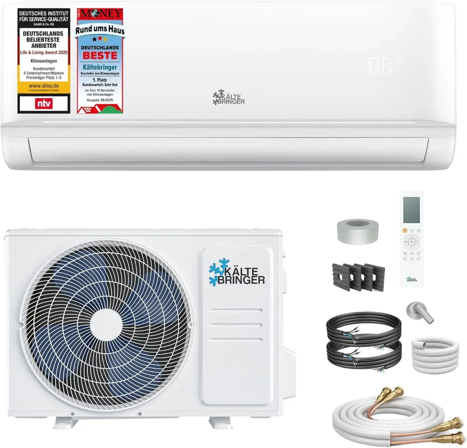 Leise Split-Klimaanlage 12000 BTU mit Heizfunktion und WLAN-Steuerung für Räume bis 55 qm