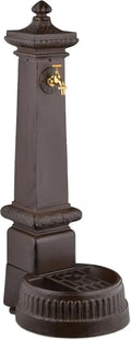 Antiker Gartenbrunnen mit Wasserhahn und Becken, 100x44,5x38 cm, Braun