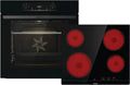 Gorenje Einbaubackofen-Set mit AquaClean, Pizzamodus und Glaskeramik-Kochfeld, Schwarz