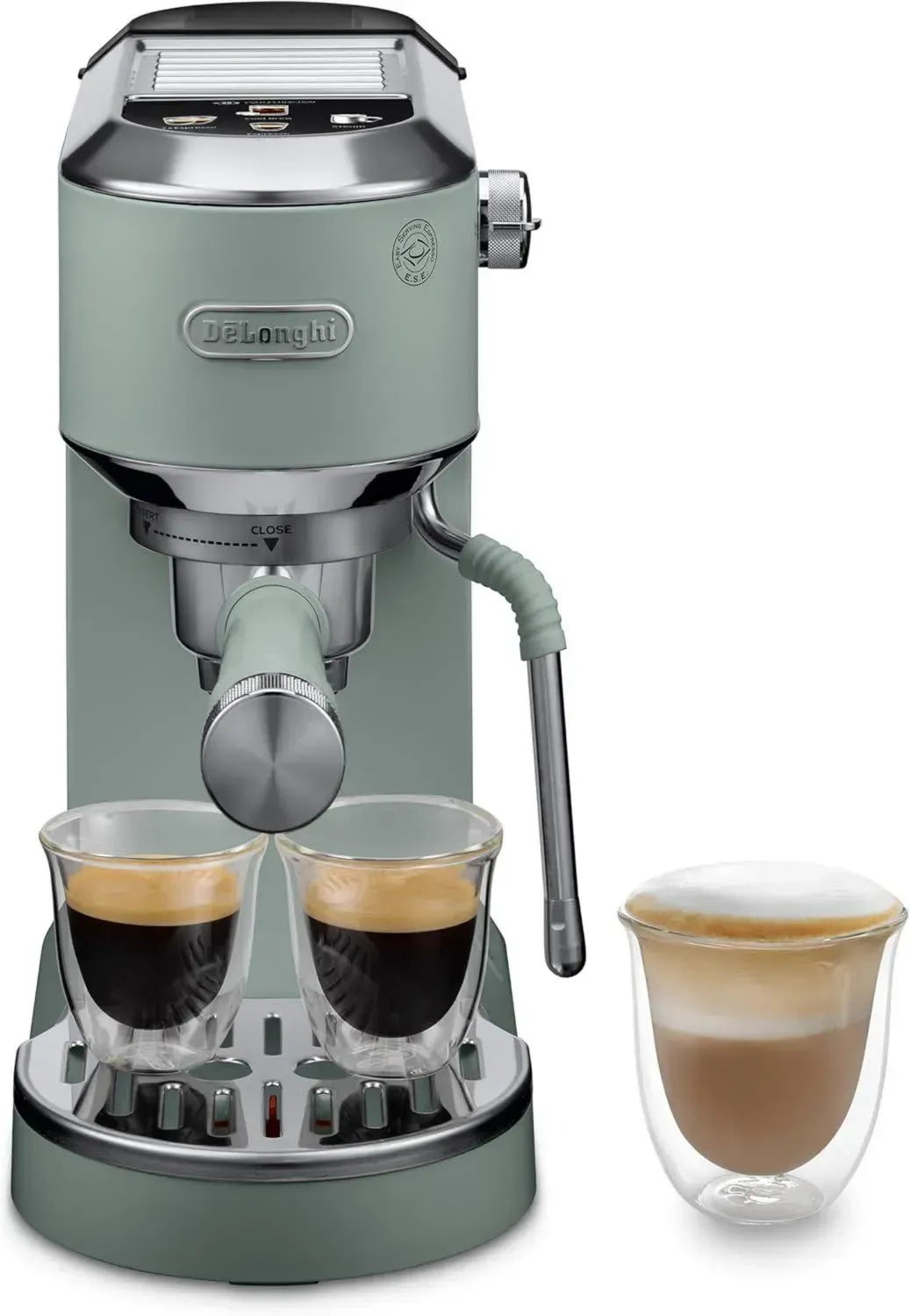 De'Longhi Dedica Duo Espressomaschine – Kompakt, vielseitig mit Milchaufschäumer, 15 cm breit, Grün