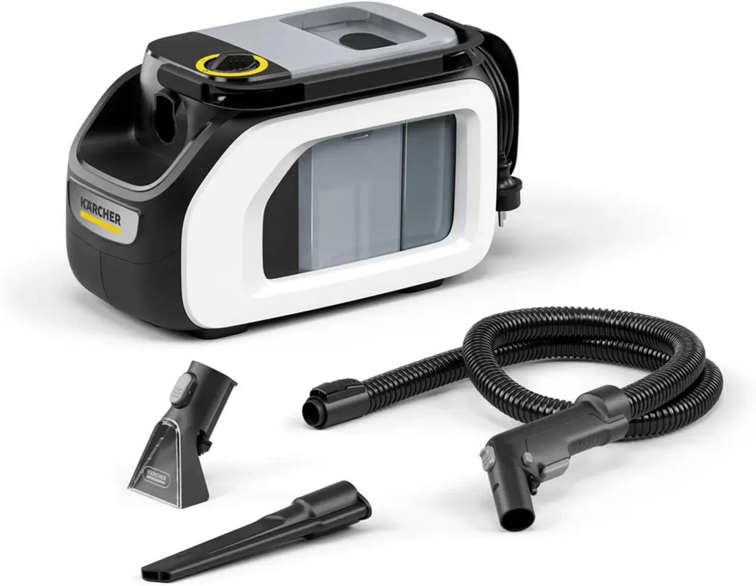 Kärcher SE 3 Compact Waschsauger, 500 W Leistung, 1,7 l Frischwassertank, 4,1 kg, mit Sprühsaugschlauch und Düsen, Weiß