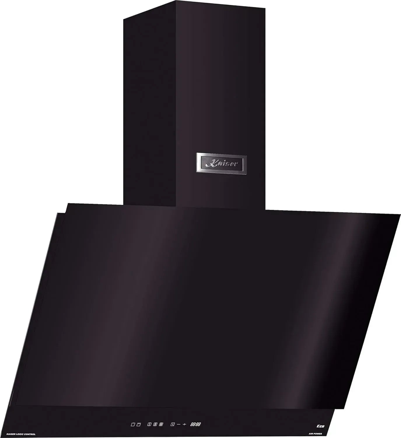 Kaiser 60 cm Wand-Dunstabzugshaube, Kopffrei, Schwarzglas, 3 Leistungsstufen, 1250 m³/h, Mit Timer, Abluft/Umluft