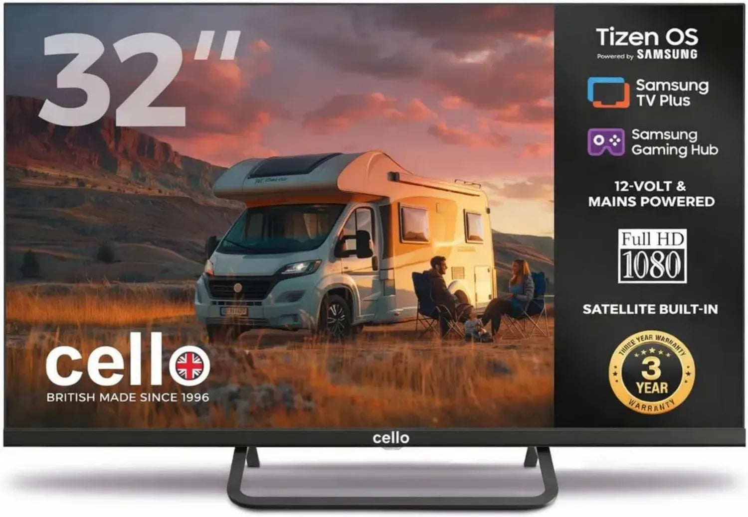 Cello 32 Zoll Smart LED-TV mit Tizen OS, Gaming Hub, HDMI und Triple-Tuner