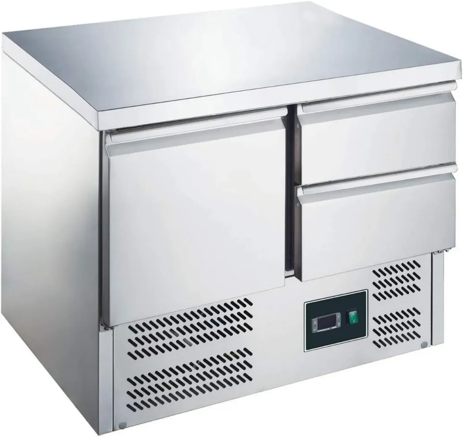 ZORRO - Gastronomie Kühltheke mit Arbeitsfläche und digitalem Thermostat - 1 Tür, 2 Schubladen - Saladette R600A