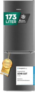Heinrich Kühl-Gefriergerät 173L - Energieeffizient mit LED, leise 40dB, Edelstahl