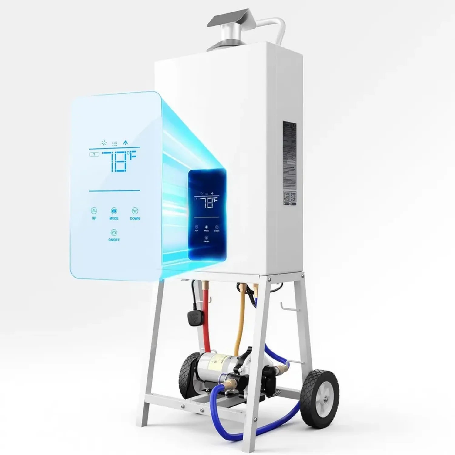 Tragbare SUPA Propangas-Poolheizung mit Heizungssteuerung und Rädern, energieeffizientes Gerät für Whirlpool und Aufstellpool