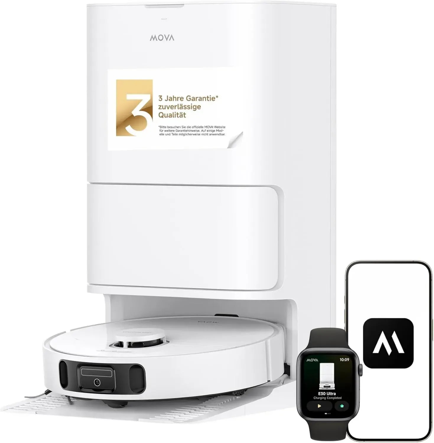 Mova E30 Ultra Saugroboter mit Wischfunktion und automatischer Entleerung, 7000Pa Saugleistung, intelligentem Teppichsensor und Mop-Selbstreinigung