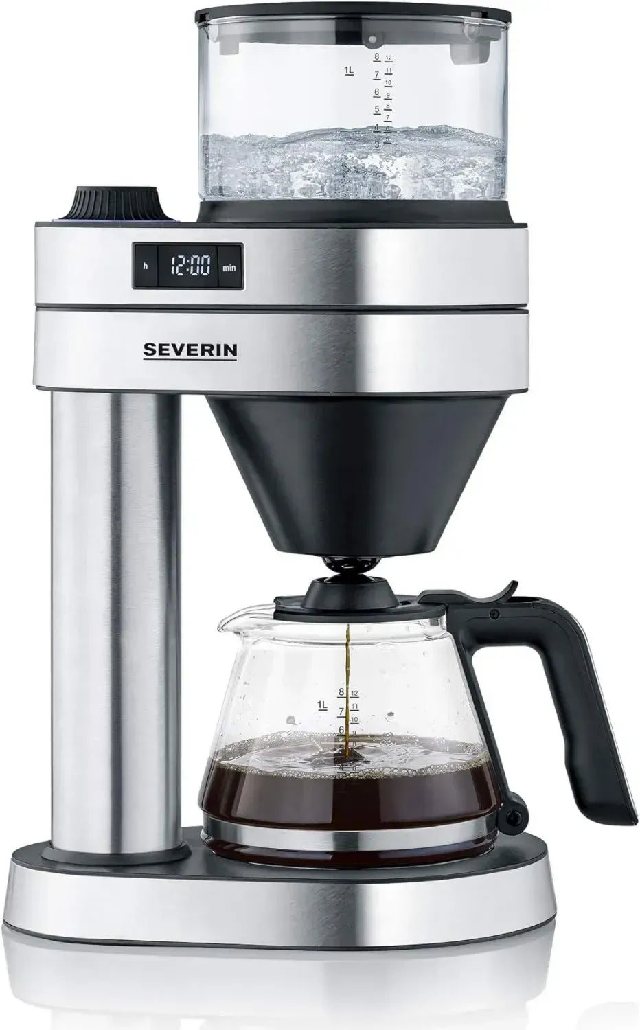 SEVERIN Handbrüh-Kaffeemaschine Caprice, 8 Tassen, mit Timer, Edelstahl/Schwarz