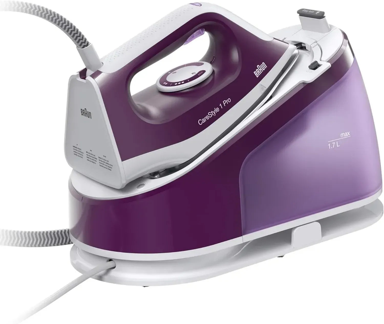 Braun CareStyle 1 Pro IS1514 VI Bügelstation - 3D Freigleit-Technologie, vertikaler Dampf, Anti-Tropf, 1,7L Tank, 6 Bar Druck, 2200W, Violett