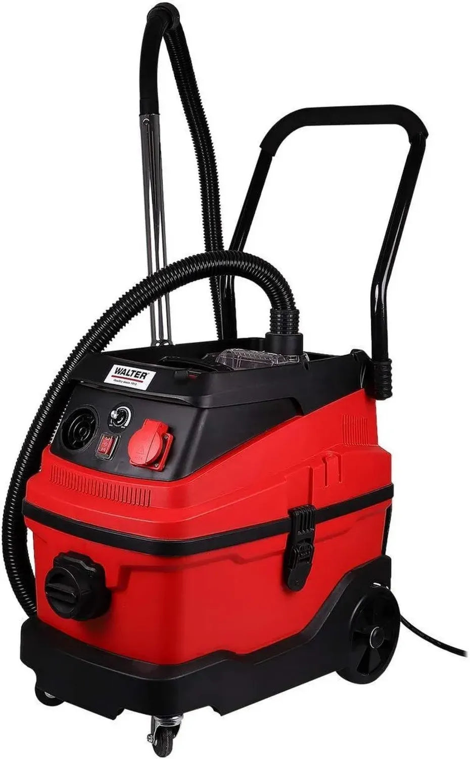 Walter 3-in-1 Nass-Trockensauger 30L, 1600W, Wasser- und HEPA-Filter, vielseitig einsetzbar mit Zubehör, rot/schwarz