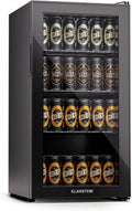 Klarstein Glastür Kühlschrank, Leiser Edelstahl Getränkekühlschrank, 74L Kapazität mit Einstellbarer Temperatur 5-18°C, Flexible Ablagemöglichkeiten, Geeignet für Innen- und Außenbereiche