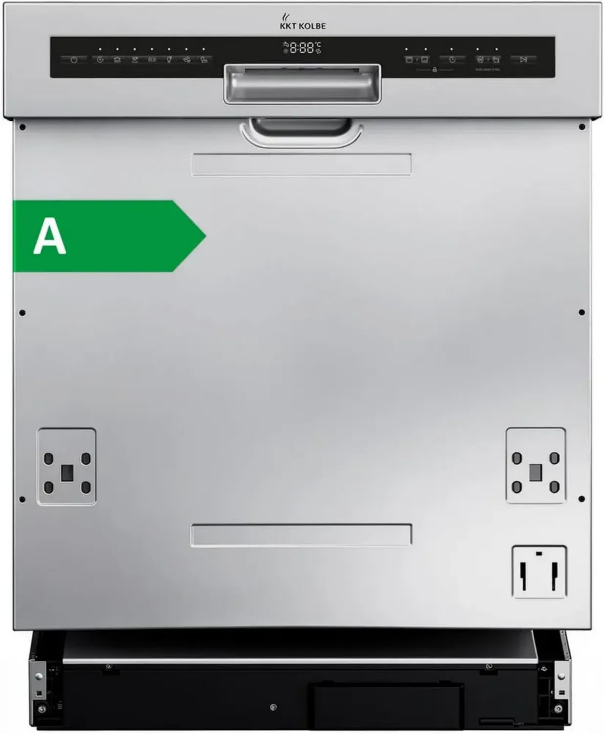KKT Kolbe 60 cm Teilintegrierbarer Geschirrspüler, Edelstahl, LED-Licht, Automatische Türöffnung, Höhenverstellbar, 7 Programme, 14 Maßgedecke