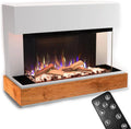 GLOW FIRE Elektrokamin Curie mit 3D LED-Flammeneffekt, Heizung & Timer, 1500W, Weiß