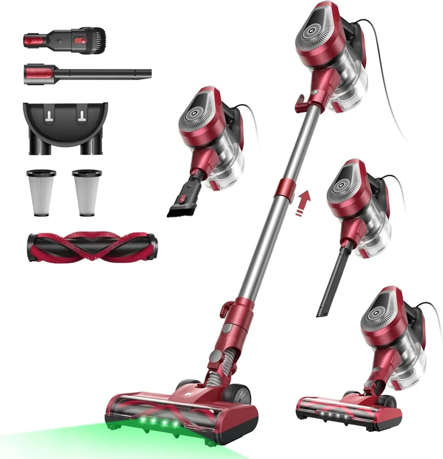 Vexilar 600W Kabelstaubsauger, 6-in-1 mit LED-Anzeige, Laufstopp-Bürste, 7m Kabel, leicht für Teppich und Hartboden