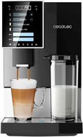 Cecotec Kaffeevollautomat Cremmaet Compactccino Schwarz Silber, 19 Bar Druck, integrierter Milchbehälter, Thermoblock-Technologie, 5-stufige Mahlgradeinstellung, 150g Bohnenbehälter