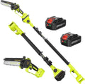 Kabellose Teleskop-Kettensäge 6 Zoll, einstellbar bis 4,6 m, mit 2x 4000 mAh Akkus, 180° schwenkbar, ideal für Gartenarbeiten
