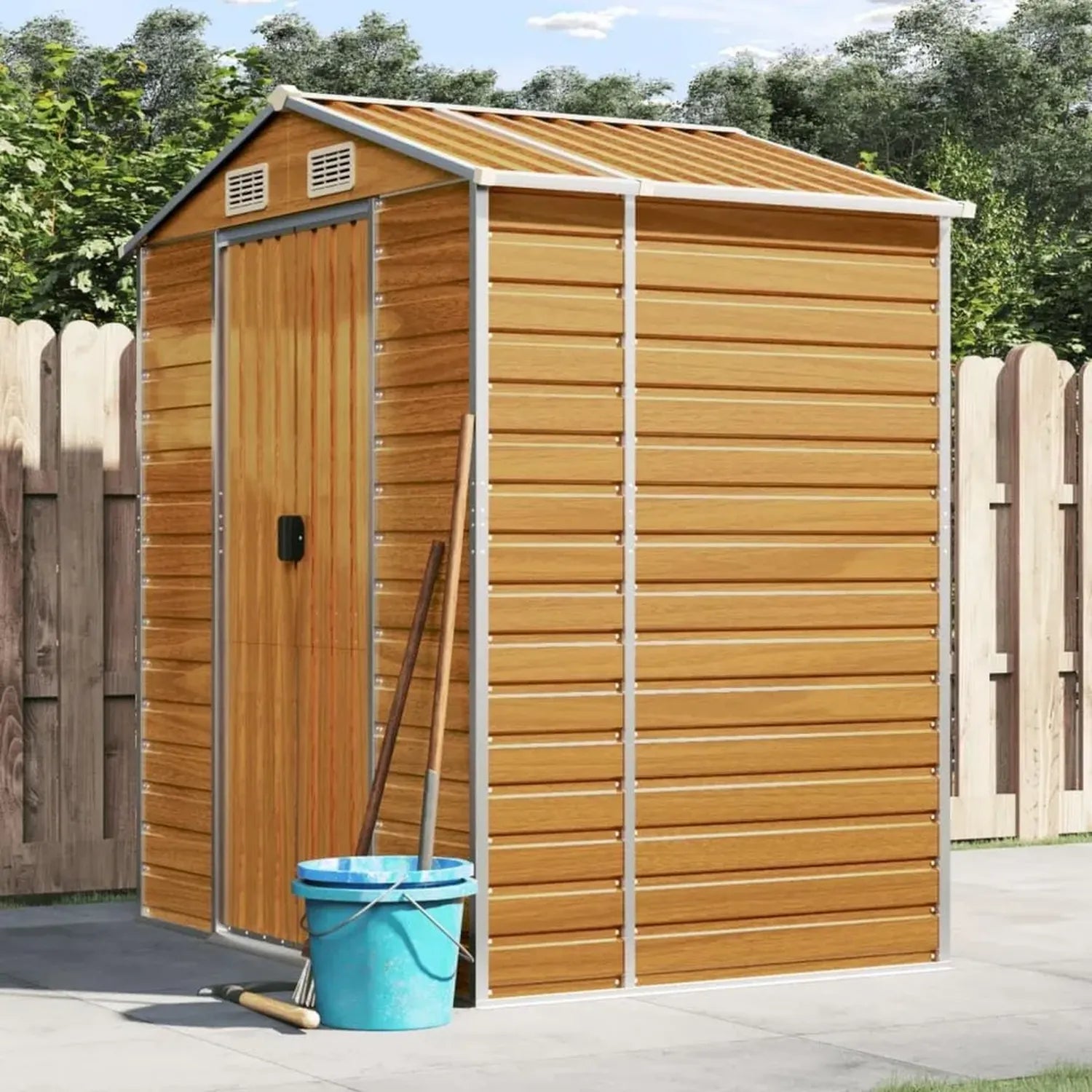 Metall Gerätehaus 191x130x198 cm, wetterfest, Fahrradgarage und Lagerlösung
