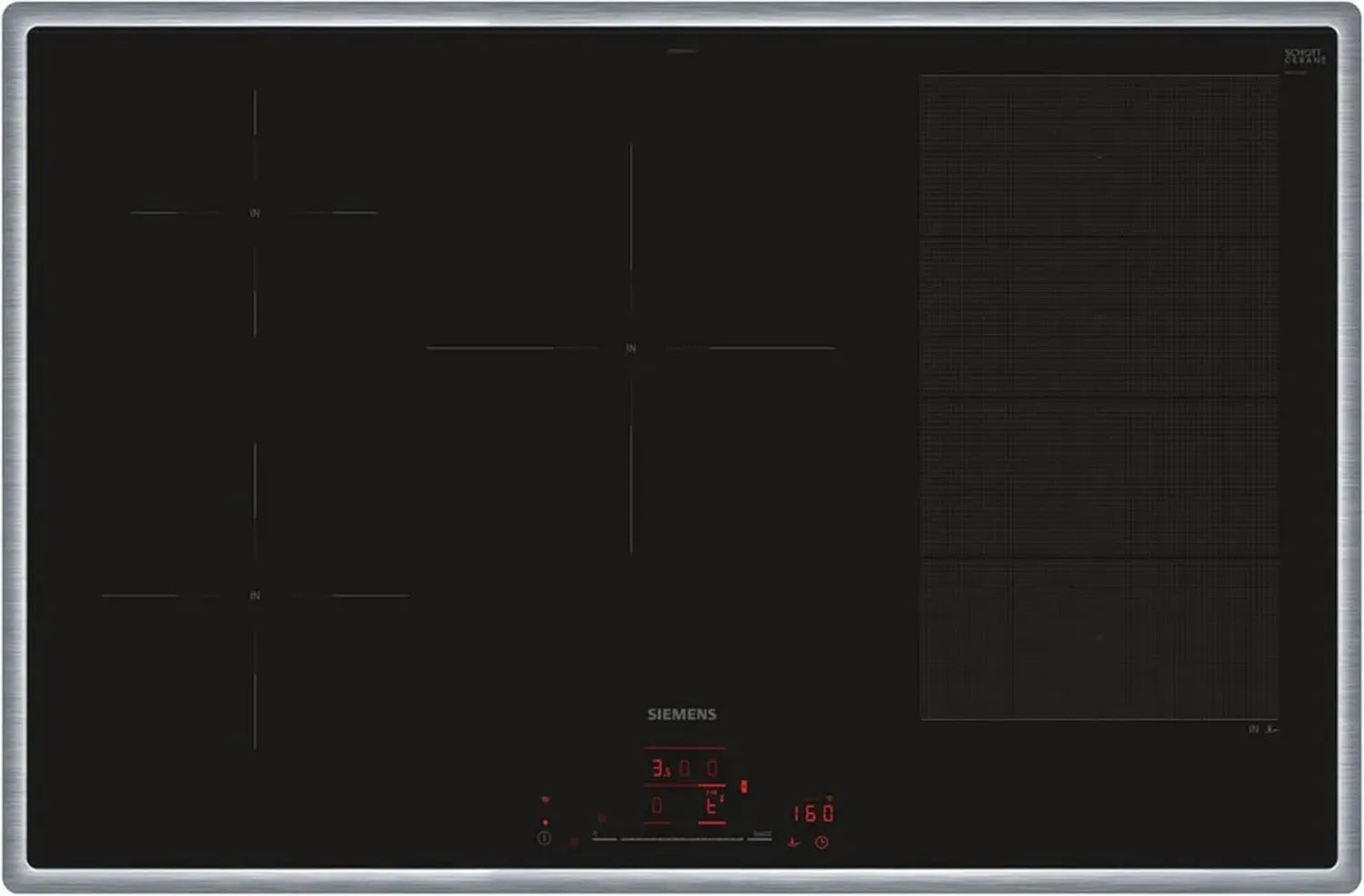 Siemens iQ700 Induktionskochfeld 80 cm, Autark, touchSlider, Flexzonen, powerBoost, fryingSensor, Schwarz