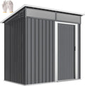 Outsunny Geräteschuppen mit Schiebetür und Fenster, 1,9m² Metall, Dunkelgrau