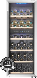Kalamera Zweizonen-Weinkühlschrank, Edelstahl, 73 Flaschen, 200 Liter, Freistehend, Modell KRC-73BSS