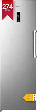 Amica NoFrost Gefrierschrank 274 l mit Inverter-Kompressor und LED-Anzeige, Supergefrierfunktion, Edelstahl-Look, 185,5 x 59,5 x 65,1 cm