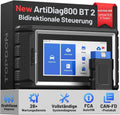 TOPDON ArtiDiag800 BT 2 OBD2 Diagnosegerät, Mehrzweck-Diagnosetool mit umfassenden Wartungsfunktionen, kabellose Bluetooth-Verbindung, FCA-Gateway-Zugang & CAN-FD-Unterstützung, inklusive 2 Jahre Updates