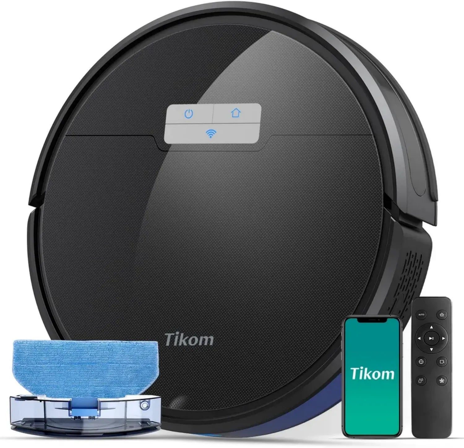 Tikom G8000 Pro 2-in-1 Saug- und Wischroboter, 4500Pa Leistung, Selbstaufladend mit WLAN, ideal für Tierhaare, Teppiche und Hartböden