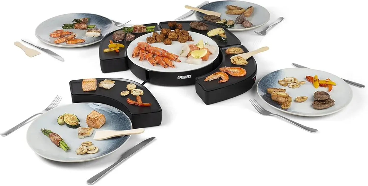 Princess Dinner4all Circle - 4 individuelle Grillplatten mit je 250 W, inklusive Spatel, schwarz