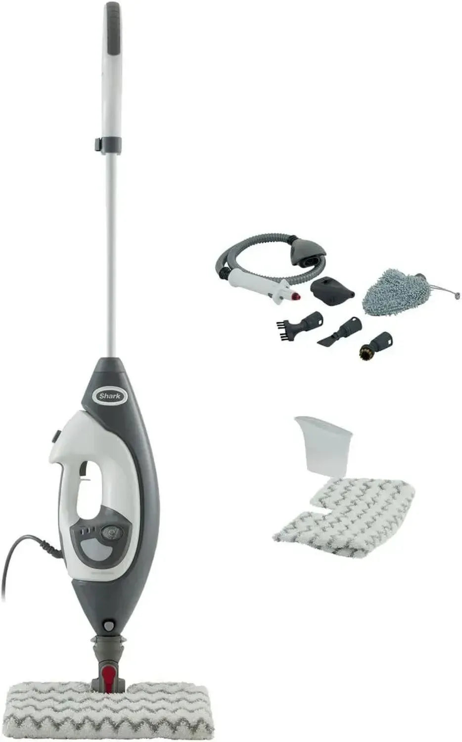 Shark Dampfreiniger S6005EU für Hartböden und Fliesen, 5 Zubehörteile, Grau/Weiß