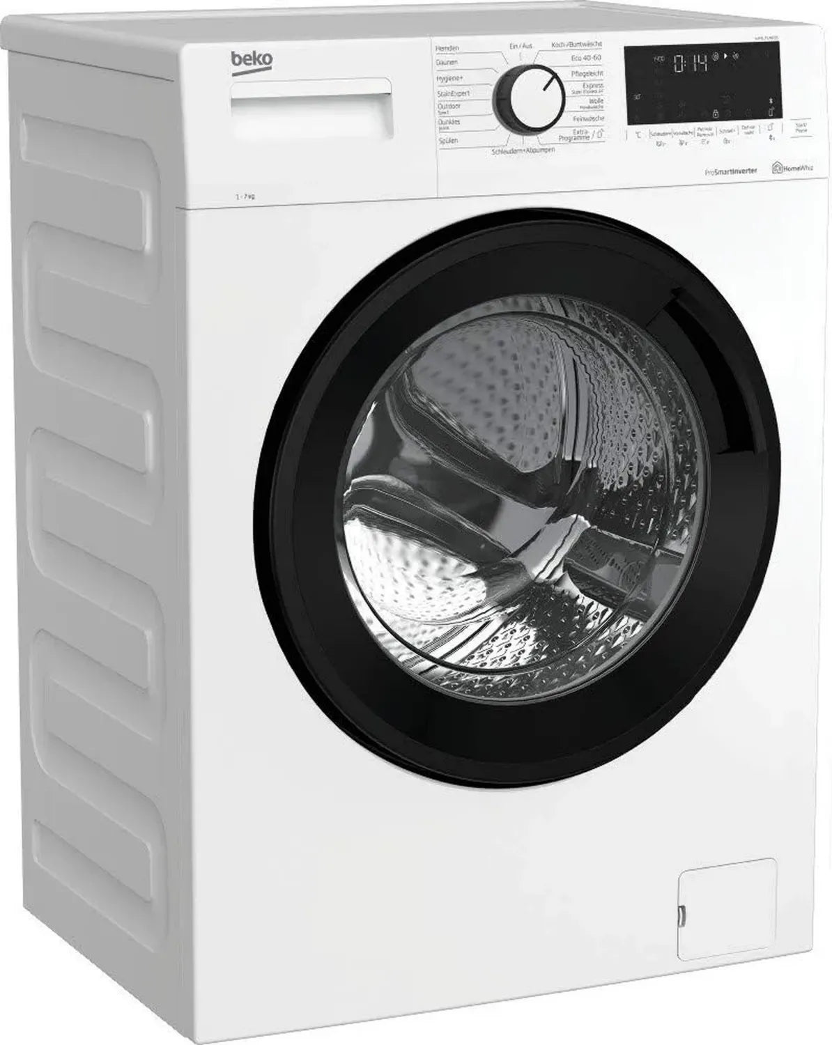 Beko freistehende Waschmaschine 7 kg, 1400 U/min, Bluetooth, AquaWave, ProSmart Inverter, Nachlegefunktion, Fleckenprogramm, Weiß