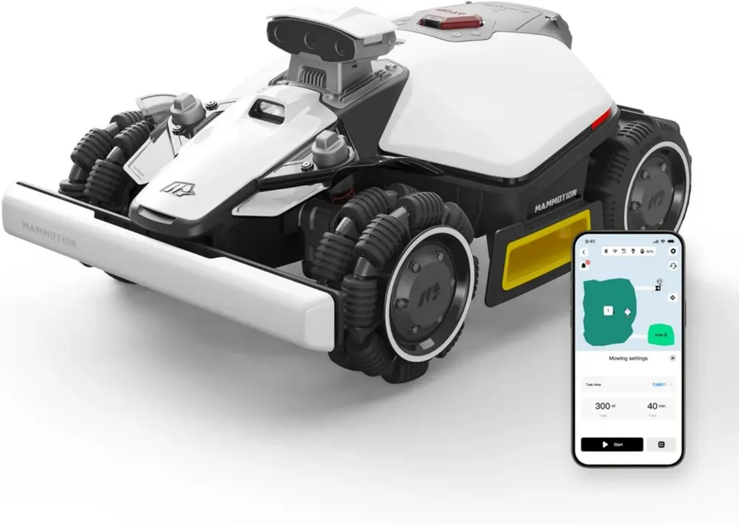MAMMOTION LUBA Mini 2 AWD Mähroboter, AI-Tri-Kamera & NetRTK für bis zu 1000m², ohne Begrenzungskabel, Auto-Mapping & DropMow, geeignet für 80% Steigung, Schnitthöhe 20-65mm, 10 Zonen