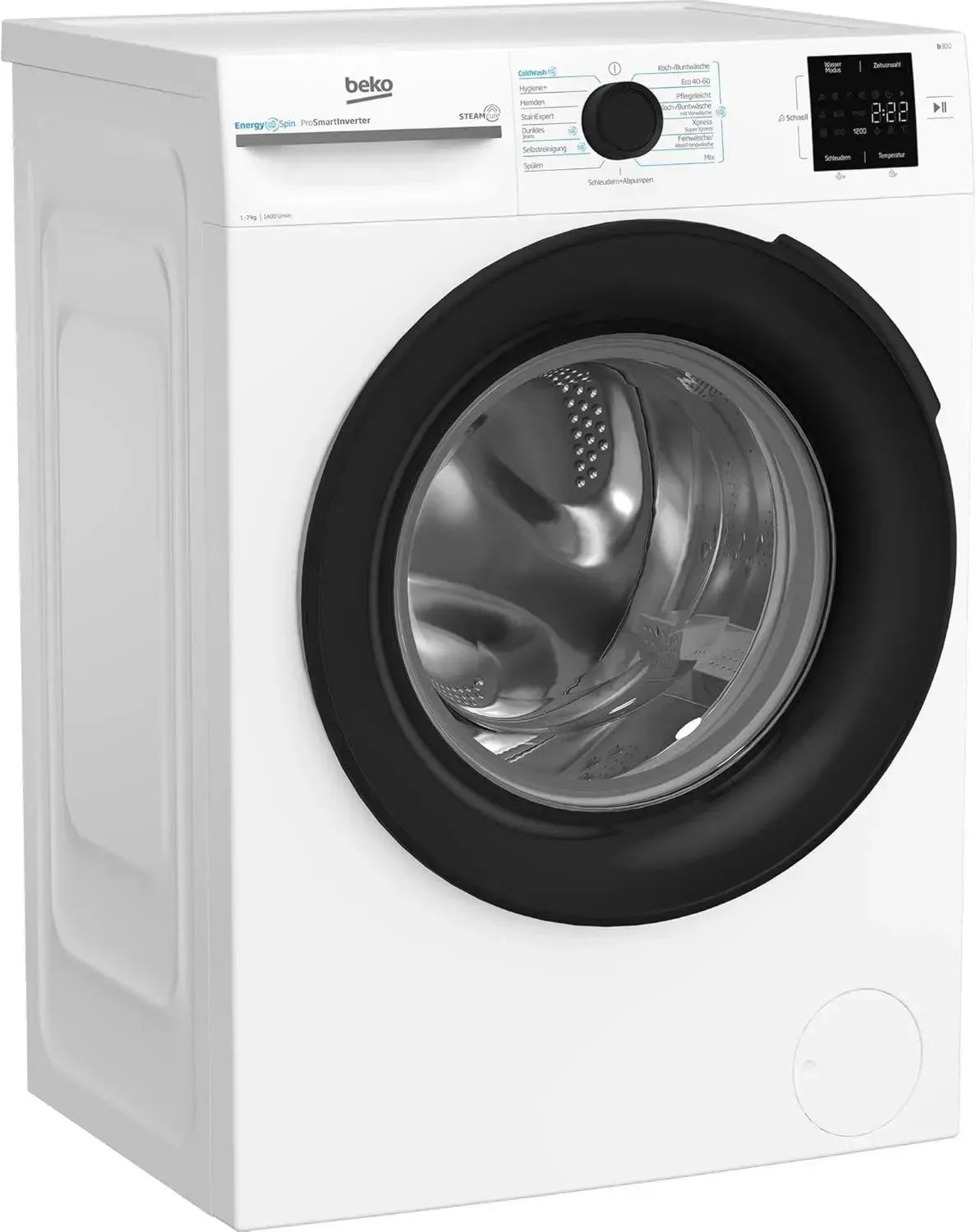 Beko Waschmaschine 7 kg, freistehend, 1400 U/min, Dampffunktion, Hygiene+ für Allergiker, Energiesparend, Weiß